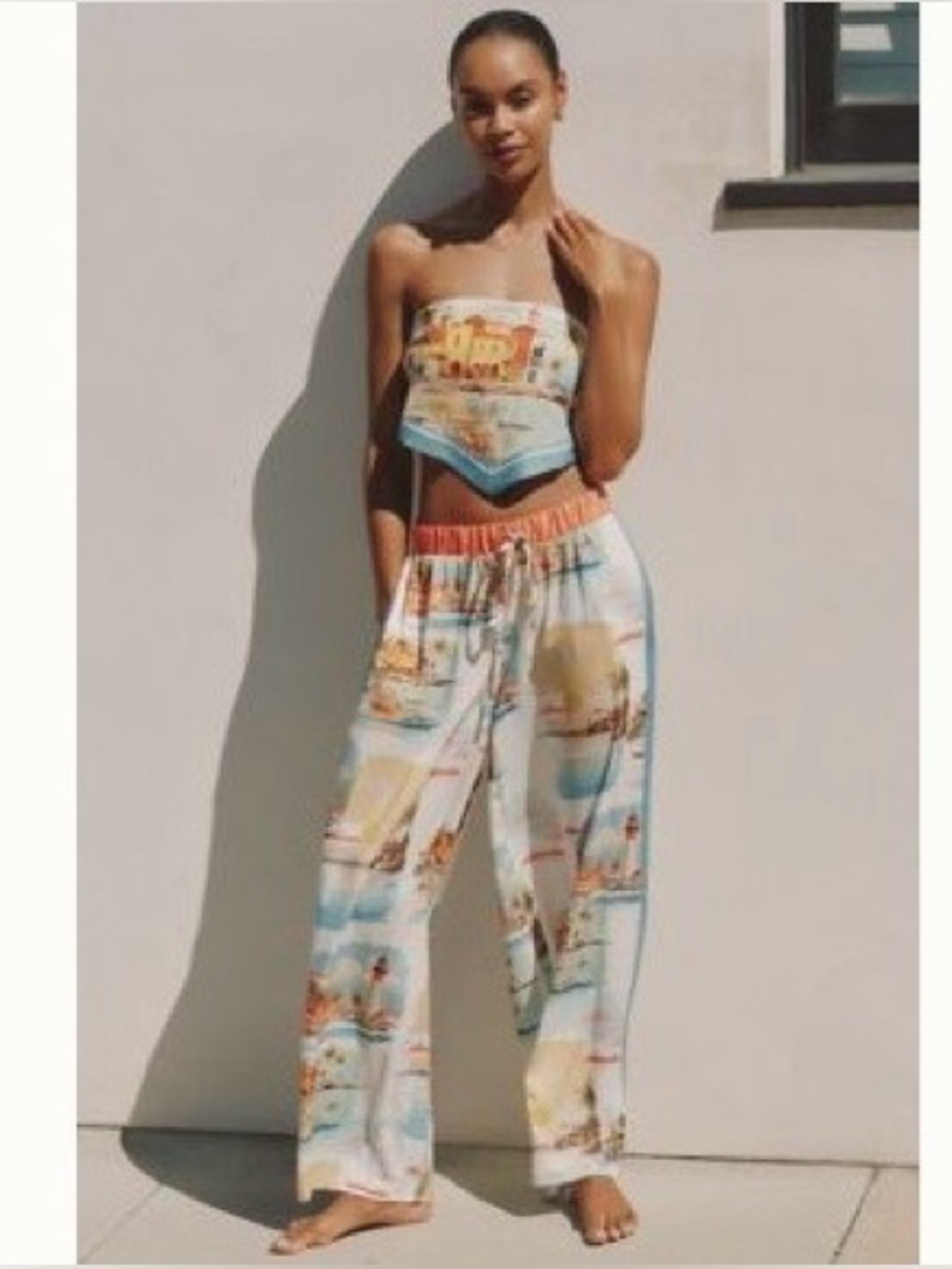 Celandine Scarf Multicolor Printed Wide-Leg Pants-Anthropologie